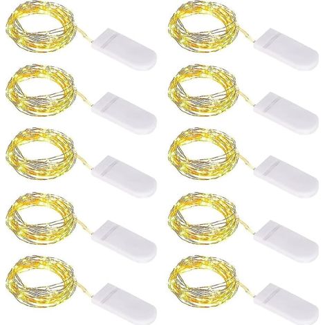 Guirlande lumineuse de 1 m avec 10 micro-LED, petite, à piles. (1/4)
