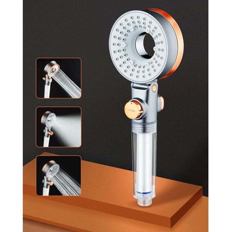 Wassersparender Duschkopf, Anti-Kalk-Handbrause mit Filter, Hochdruck-Duschkopf mit 3 Strahlarten, Spa-Duschkopf (1/4)