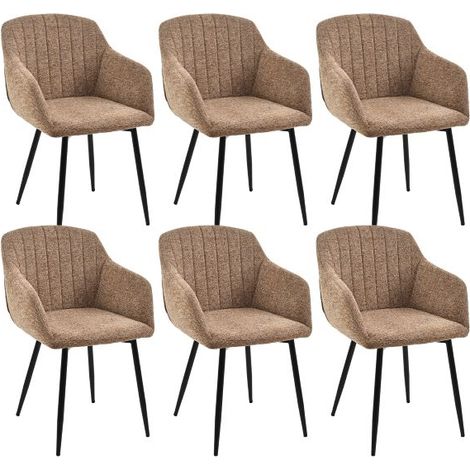 Goeurvant Minimalistische Esszimmerstühle mit breiter Sitzfläche und ergonomischen Armlehnen, Kombination aus Komfort und Eleganz - 4er Set - Kaffee - Chenille
