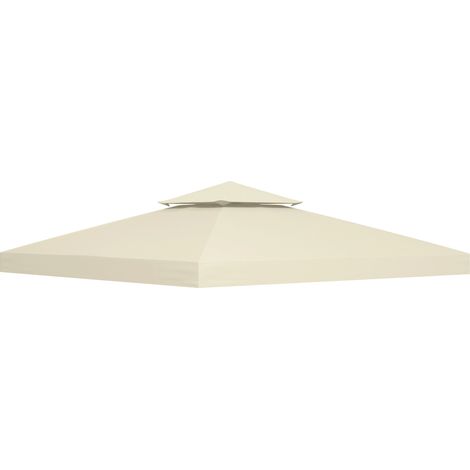 Toit de rechange pour tonnelle métallique 3 x 3 m en polyester blanc crème (1/5)