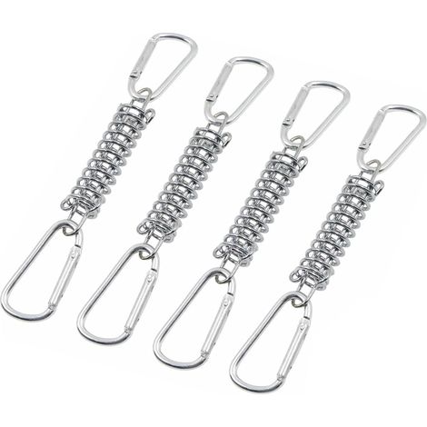 CCYKXA Tension Spring Buckle Awning Fixing - Shade Sail Fixings Accessories Stainless Steel with 4 Coil Springs 8 Carabiners for Tents Awnings Camping, 4 Pcs (1/5)