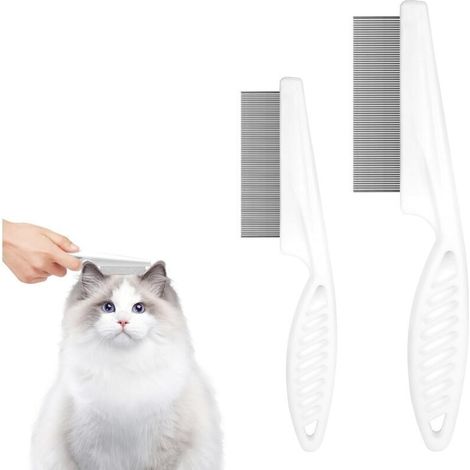 Dog/cat grooming comb – stainless steel, long/short teeth, self-cleaning system with quick release, flea and hair loss resistant