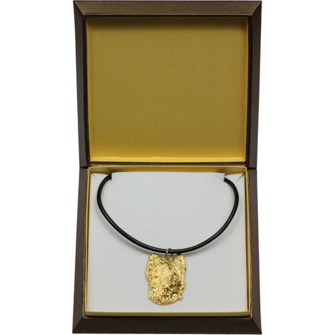 Briard, Berger de Brie - collana con ciondolo a forma di cane in confezione regalo, ciondolo placcato oro per gli amanti dei cani, gioiello di grande effetto firmato Art-Dog (1/5)
