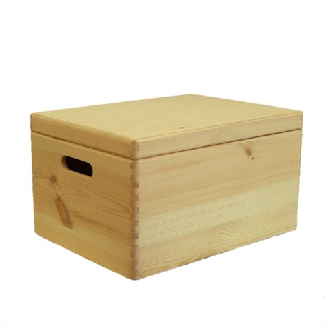 scatola multiuso con coperchio "wood box" in legno marrone chiaro, 60x40x23 cm