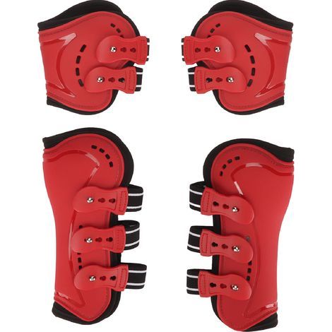Breathable, shock-absorbing front horse boots, prevent slipping, soft lining, lightweight protection, red, L (1/5)