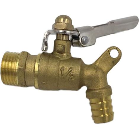 Robinet jardin laiton 1/2, robinet arrosage sphère poignée verrouillable (1/5)