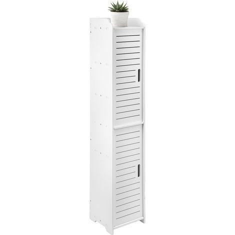 5Tier Bathroom Storage Cabinet Floor Standing Display Cabinet Home Storage Furniture Organizer Unit for Office Living Room Kitchen Entryway White (seal) (1/4)