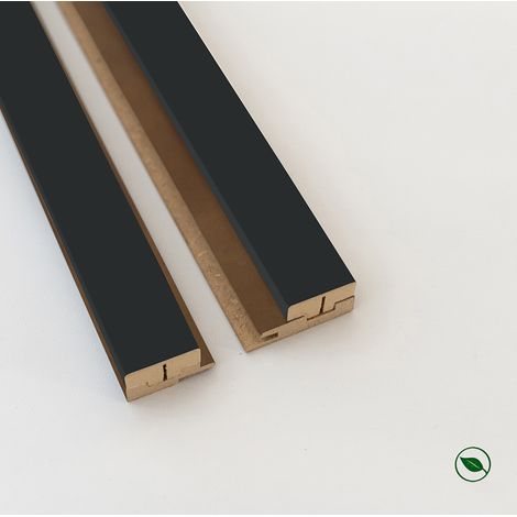 Kit profilé de finition LUXE tasseaux MDF Noir mat sur fond Bronze 2770 x 71 x 20 mm PEFC 70%