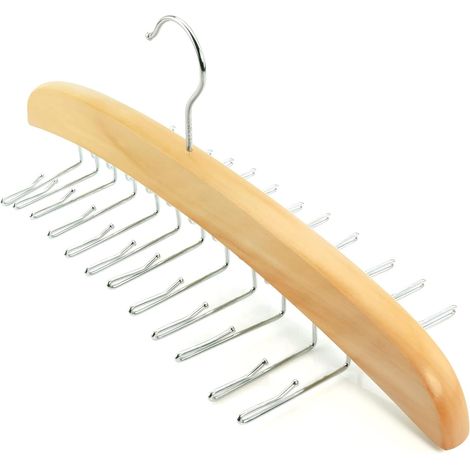Perchero colgante para corbatas: ganchos de madera de primera calidad con 24 ganchos plegables para accesorios, que ahorran espacio en el armario. (1/4)