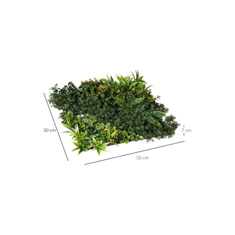 Mur végétal artificiel vert, 12 panneaux de 50 x 50 cm avec feuillage dense et protection UV pour jardin, balcon et terrasse (1/5)