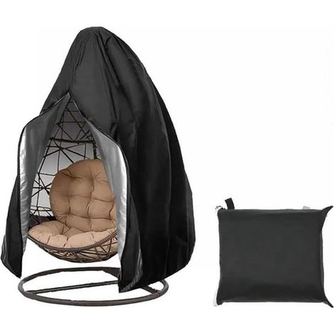 Telo protettivo per sedie sospese 190 x Ø 115 cm, tessuto Oxford 210DD nero, modello universale impermeabile con cerniera per sedie sospese e sedie da giardino. (1/5)