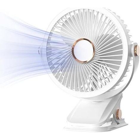 USB Clip-Ventilator leise Klemmventilator mit starker Klemme mit regelbaren Geschwindigkeitsstufen 360° drehbar für Kinderwagen, Schreibtisch & Camping (1/4)