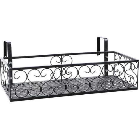 Hängendes Blumenregal aus Eisen für Balkon, Blumentöpfe und Pflanzen, Ablagefläche für Balkongeländer, Dekoration (1/5)