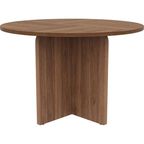 Table à manger ronde 120 x 120 cm en MDF, style scandinave minimaliste, couleur noyer (1/5)