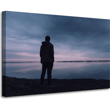 Lienzo impreso Paisaje Lago Hombre 90x60