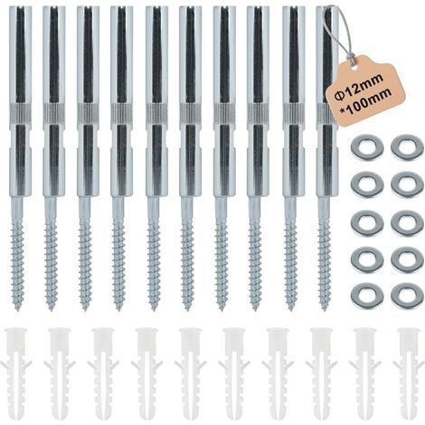 10 Pcs Invisible Shelf Brackets Ø12x100mm, Invisible Wall Shelf Fixings, Invisible Floating Shelf Supports with Washers and Plugs, Sturdy Invisible Metal Shelf Brackets (1/5)