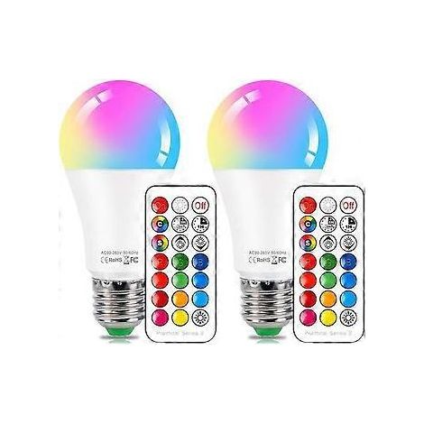Ampoule LED changement de couleur avec télécommande, 10 W E27 RVB + lumière du jour blanche 5700 K, idéale pour la décoration intérieure, la scène, le bar, (1/5)