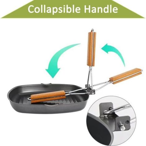 1 Poêle à griller, fonte, antiadhésive, poignée pliante, 28 cm, cuisine (1/5)