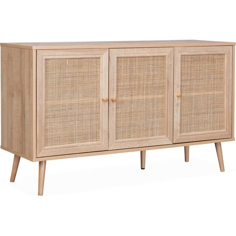 120cm sideboard cabinet with wooden effect Natural 120x39x70 cm - Boheme