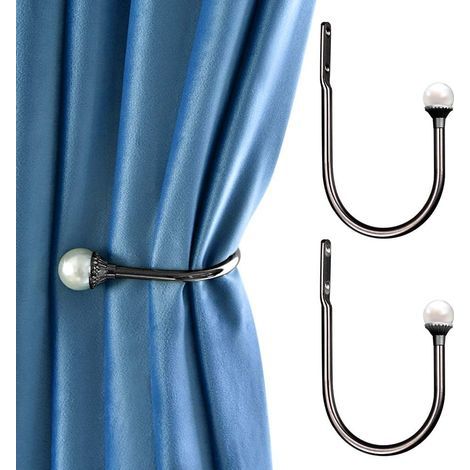 Set di 2 fermatende a forma di U - Ganci decorativi da parete - Con viti - Neri (1/5)
