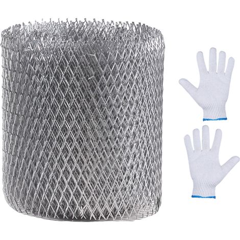 Rejilla para canalones, rejilla protectora de aluminio, 15,4 cm de ancho, 6 m de largo, incluye rejilla y guantes. (1/5)
