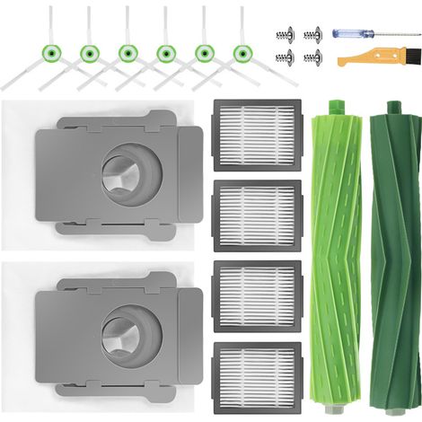 Convient aux accessoires pour aspirateurs iRobot : brosse latérale, brosse principale, sac à poussière, filtre et brosse latérale (modèles i7, i7+, E5, E6, i3 et i8+). (1/5)