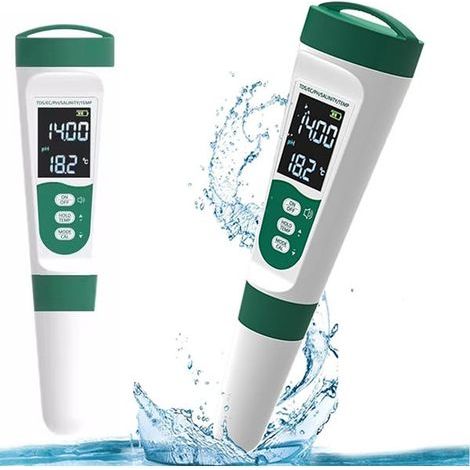 Multifunktionales Wasseranalysegerät (pH-Wert/TDS/EC/Salzgehalt/Temperatur), 2er-Pack, tragbar, hochpräziser LCD-Bildschirm, Wasserqualitätstester (1/5)