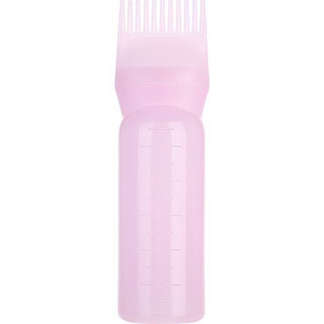 Pinceau applicateur teinture cheveux 160ml, bouteille brosse colorant shampooing peigne outil capillaire (Rose) (1/5)