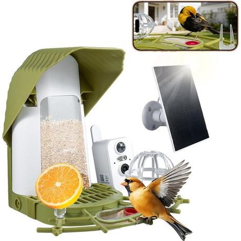 Verbesserter intelligenter Vogelfutterspender mit Kamera, KI-gestützter Artenerkennung, 2K HD Live-Video und Bewegungsalarm. (1/5)