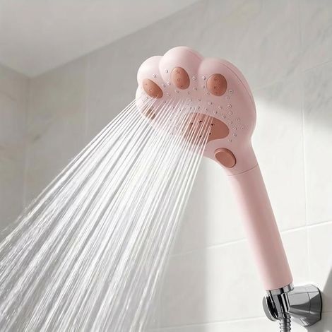 KLVGTIFS PU - Pommeau de Douche avec Filtre 3 Modes de Pression (mélange,pulvérisation,puissant) Buses en silicone souple anti-obstruction Rose (1/5)