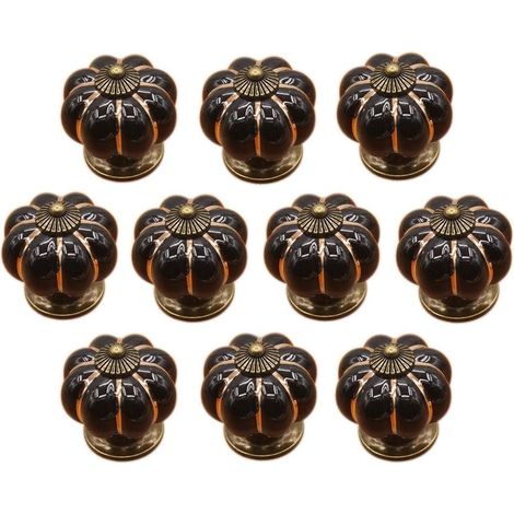 10 x Boutons de tiroir en céramique bouton de meuble forme citrouille pour tiroirs et placards de cuisine，Poignée de forme de potiron en céramique bouton commode armoire de cuisine placard tiroir poig