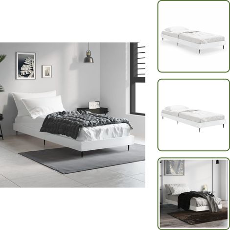 Bettgestell Hochglanz-Weiß 75x190 cm Holzwerkstoff - Bettes Gestell - Holzbettfundament - Doppelbett - Einzelbett - Weißes Bett (1/5)