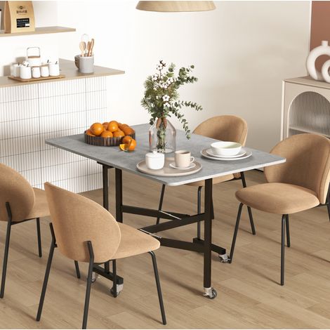 Mesa de comedor plegable 120x80x73 cm de MDF gris con ruedas, ahorra espacio – MEUBLIV (1/5)