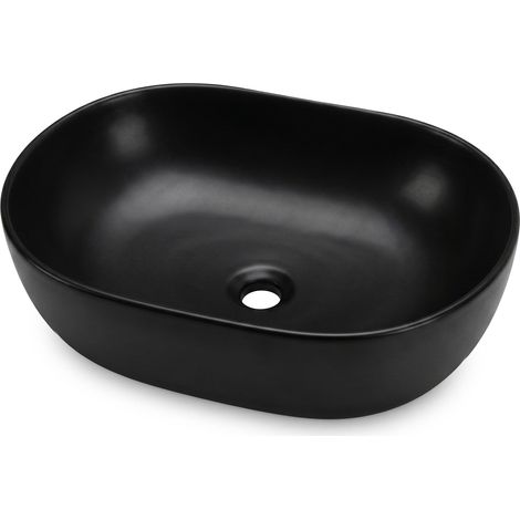 Vasque à poser ovale ELIPSE céramique 49 cm Noir Mat (1/5)
