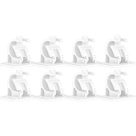 Juego de 8 ganchos para cortinas, soporte para barra de cortina sin taladrar, ABS y acero inoxidable, para baño y sala de estar. (1/5)