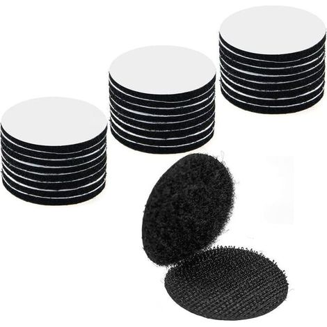 30Paires Scratch Autocollant Double Face,Adhesif Double Face Extra Fort - Bande avec Envers adhésif Ultra-Puissant Noir (1/5)
