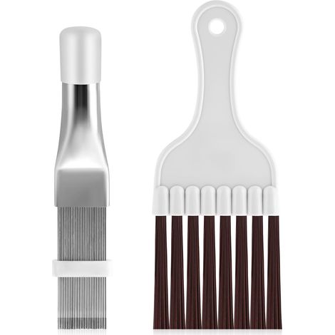 Lot de 2 peignes à lamelles - Pour nettoyage de condensateur - Pour climatisation - Palmes de nettoyage - Brosse de nettoyage - Évaporateur métallique - Outil de réparation (1/5)