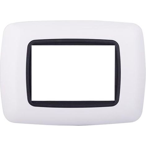 Plaque plastique arrondie 3 modules compatible Ettroi Bticino Livinglight, coloris blanc - LN88301