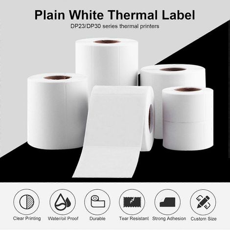 Étiquettes thermiques autocollantes pour imprimante, rouleau de papier imprimable, imperméable et résistant à l'huile (1/4)