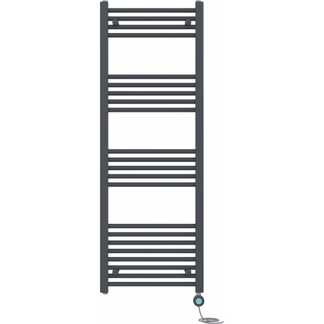 Pre-filled Bathroom Straight Electric Heated Towel Rail Radiator Thermostatic 1400x500mm Anthracite