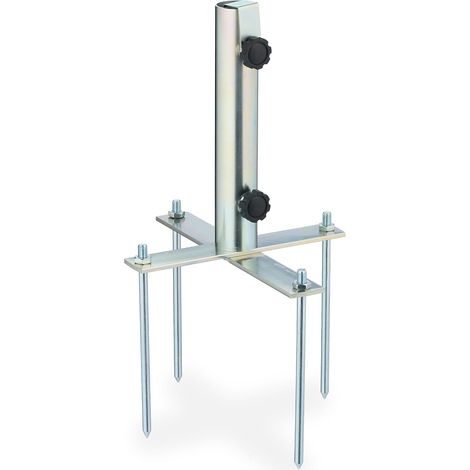 picchetti per ombrellone, 25-40 mm, ombrellone da spiaggia e stendino rotante, supporto per ombrellone adatto al prato, argento (1/5)