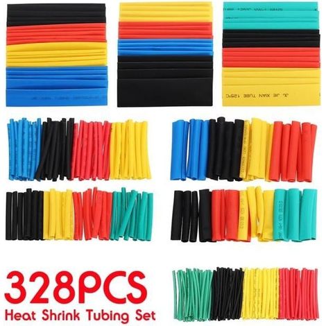 TEMPSA 328 pcs Gaine Thermorétractable Isolation Électrique Rétractable Tube Manches Câble 2:1 (1/4)