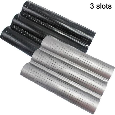 En acier au carbone Vague française Pain de cuisson Plateau pour cuisson Moule Pan Baguette 3 Groove NOIR (1/4)