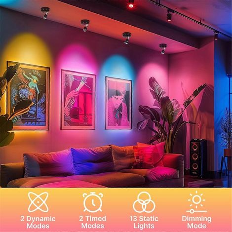 Spots RGBW sans fil pour la décoration intérieure, avec télécommande (1/5)