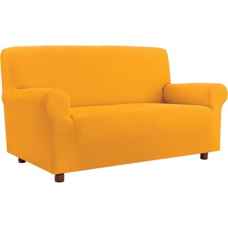Copridivano copripoltrona elasticizzato 4 misure posti estendibile salvadivano Made in italy Giallo - 3 posti da 180 a 250 cm