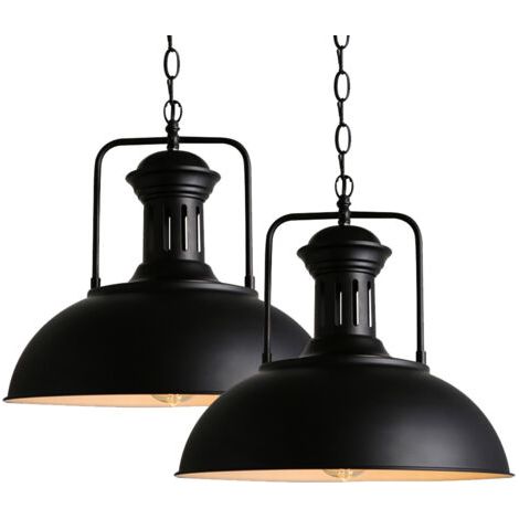 Green Mobility-(2PCS)Lampe À Suspension En Métal Ø330MM Noir Plafonnier D'Intérieur Rétro Lampe À Suspension Nostalgique Vintage (1/5)