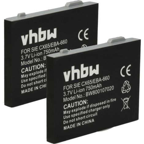 vhbw 2x Akku kompatibel mit Siemens S65V, SP65 Emoty, S66, SK65, SP65, S75 schnurlos Festnetz Telefon (750 mAh, 3,7 V, Li-Ion) (1/5)
