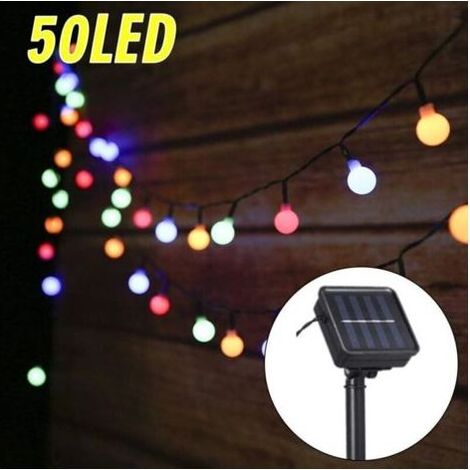 Guirlande Lumineuse Solaire Exterieur, Guirlande Guinguette Solaire 6.9M 50 LED Étanche IP44 avec 8 Modes Eclairage pour la Décoration Intérieur et Extérieur, Jardin, Sapin Noël, Soirée Fête etc (1/4)