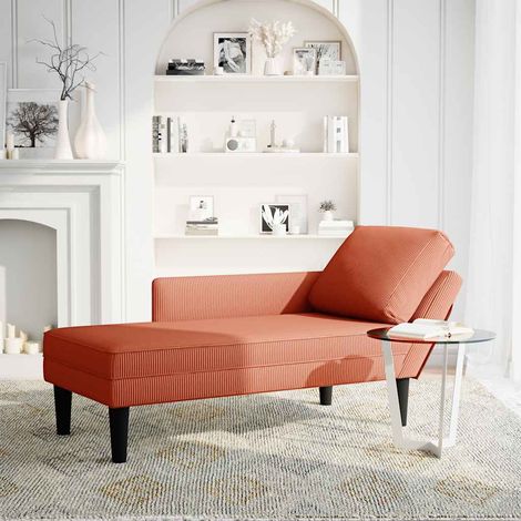 vidaXL Chaise longue con cojín de tela de pana rojo y naranja (1/2)