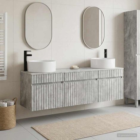 vidaXL Bathroom Cabinet Set 3 pcs Concrete Grey 49 x 44.5 x 65.5 cm (1/5)